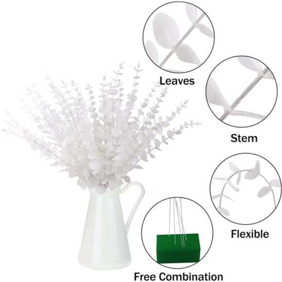 36 Pcs White Eucalyptus Stems Artificial Eucalyptus Leaves Decor Eucalyptus - Picture 4 of 8